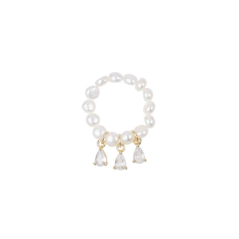 Pearl Ring W/Crystals